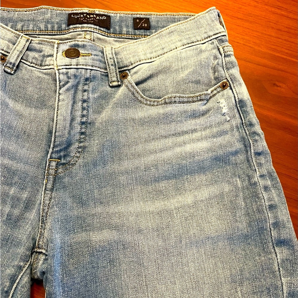 Lucky Brand Distressed Jeans, Sz 6 28, Ava Crop, Mid Rise